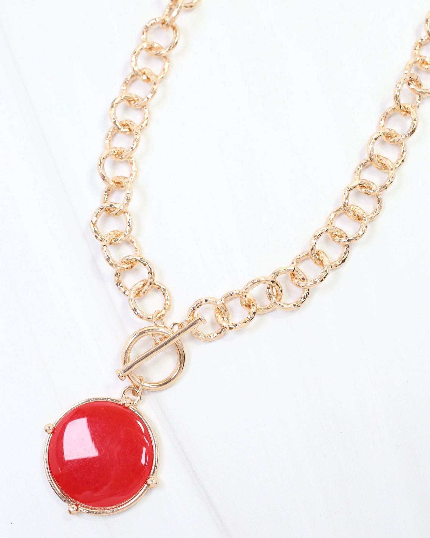 McKinley Pendant Toggle Necklace Red