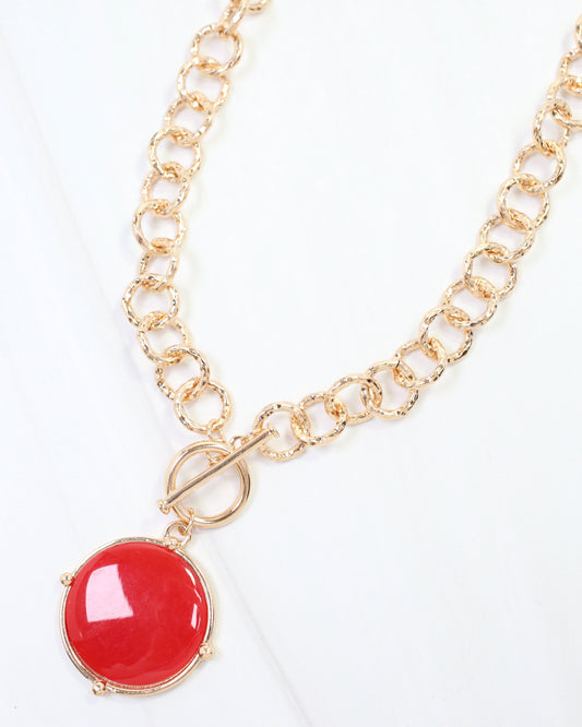 McKinley Pendant Toggle Necklace Red