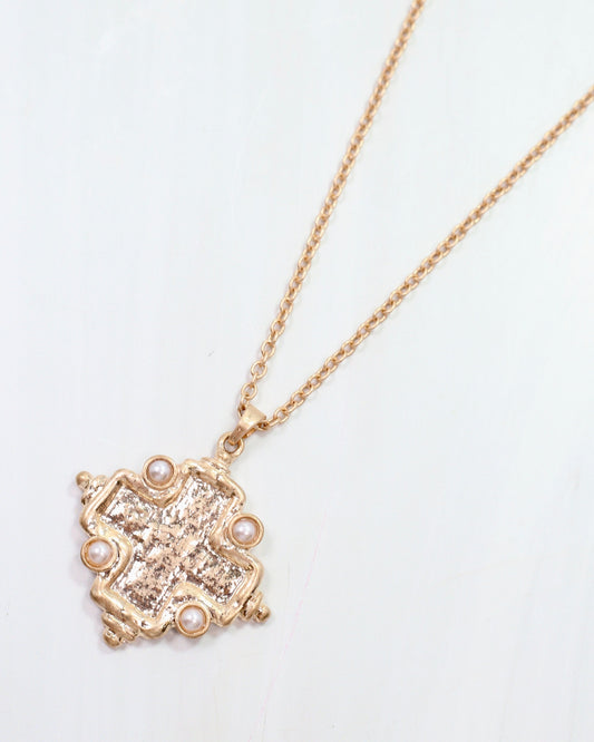 Karla Cross Necklace Worn Gold