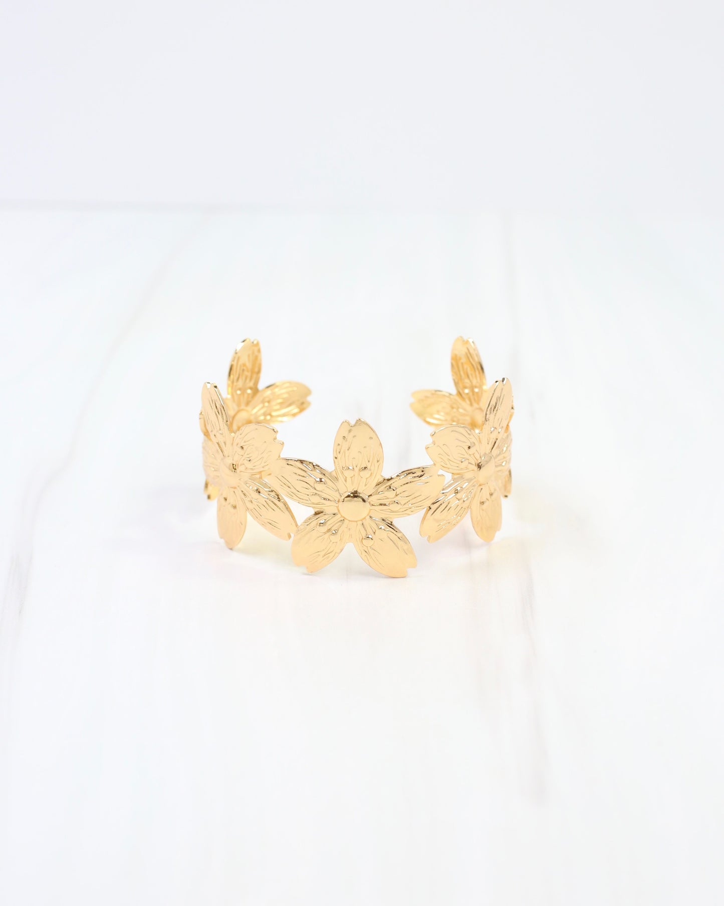 Natchez Flower Cuff Bracelet Gold
