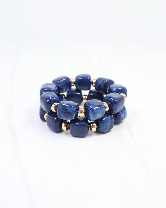 Raquel Beaded Bracelet Set Navy