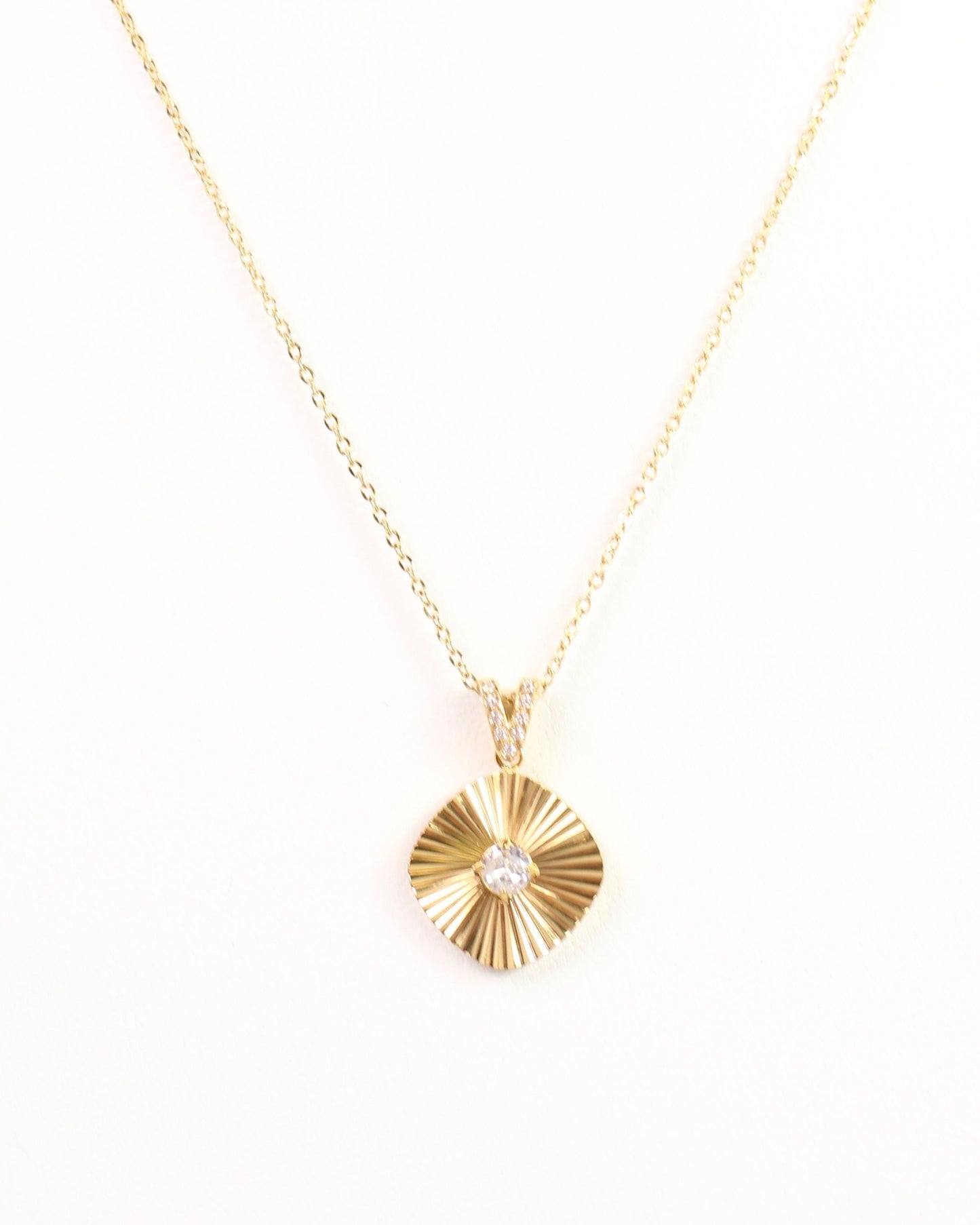 Ashford Circle and CZ Necklace Gold