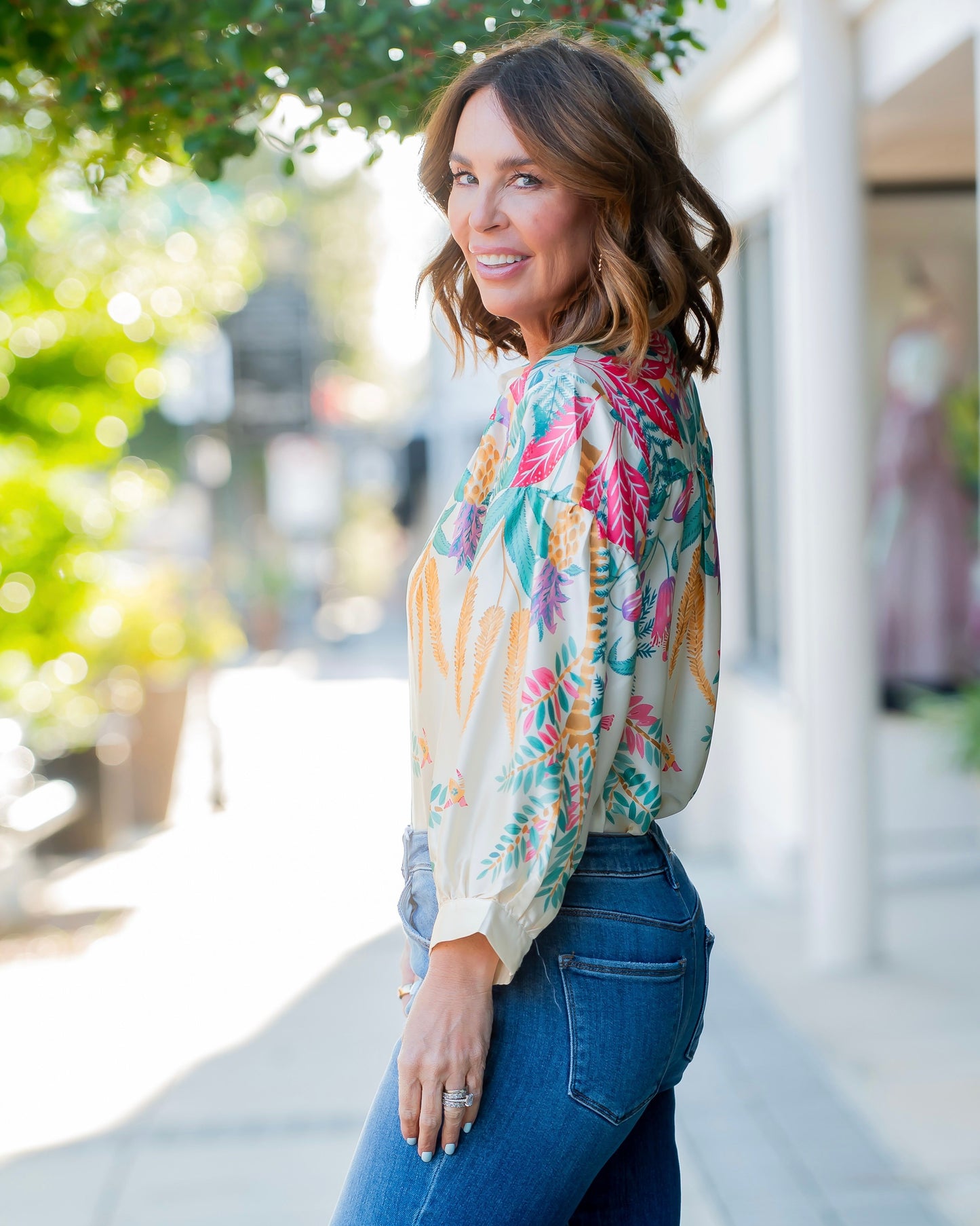 Laurel Tropical Print Silk Blouse
