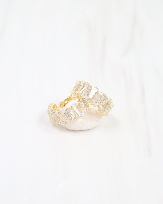 Fredonia Crystal Latchback Hoop Gold