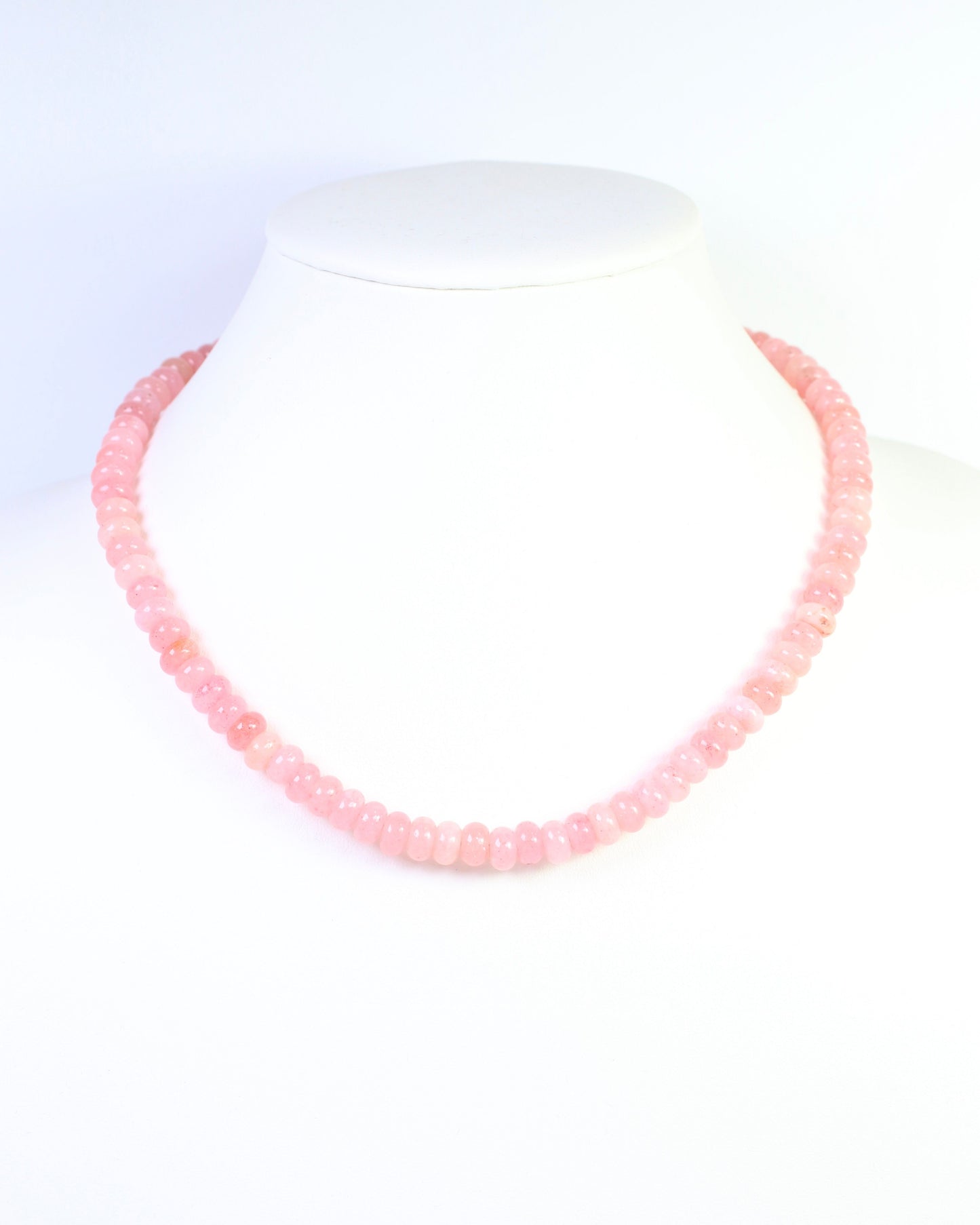 Gisela Stone Beaded Oval Clasp Necklace Pink