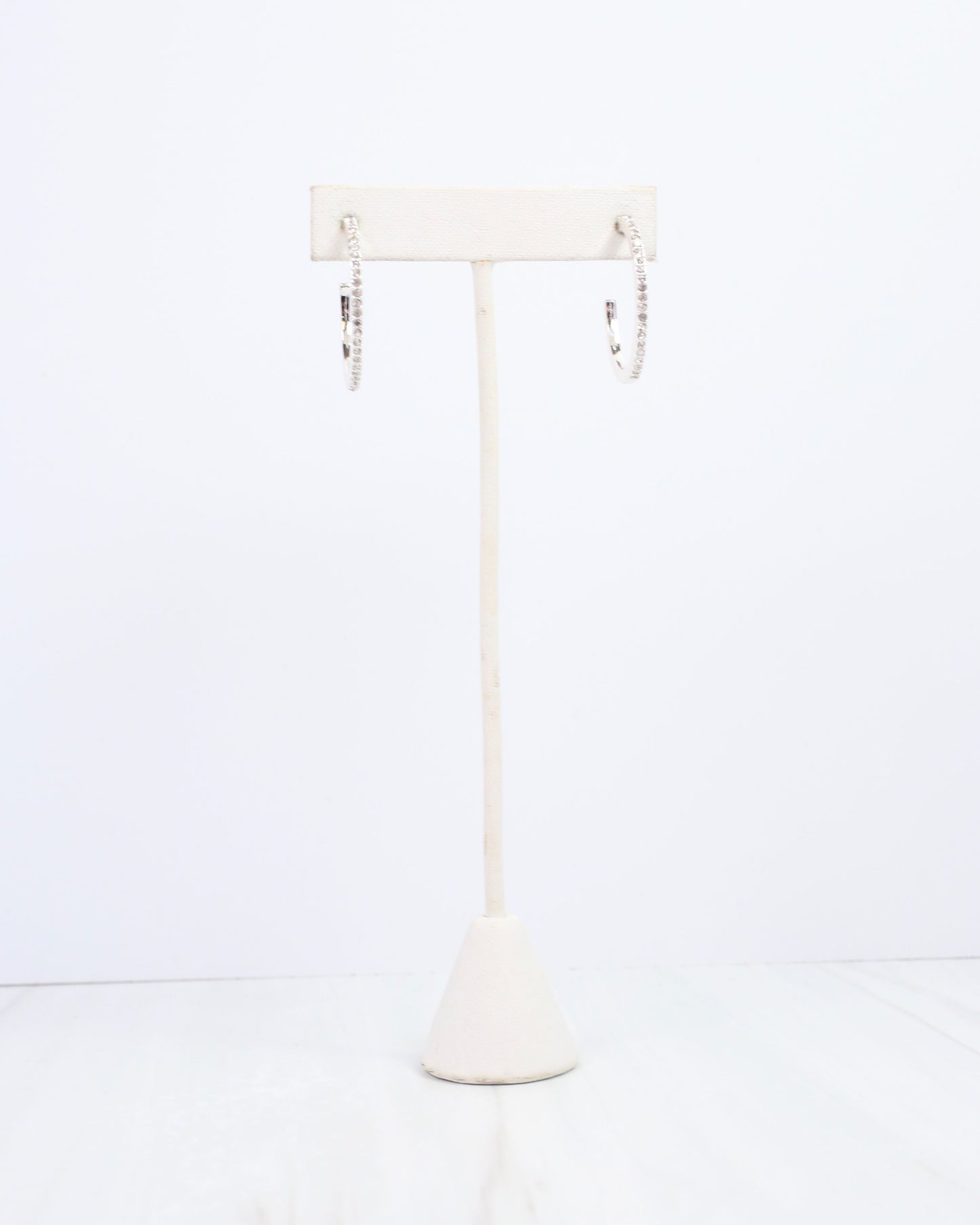Maggie CZ Lined Hoop Earring Silver