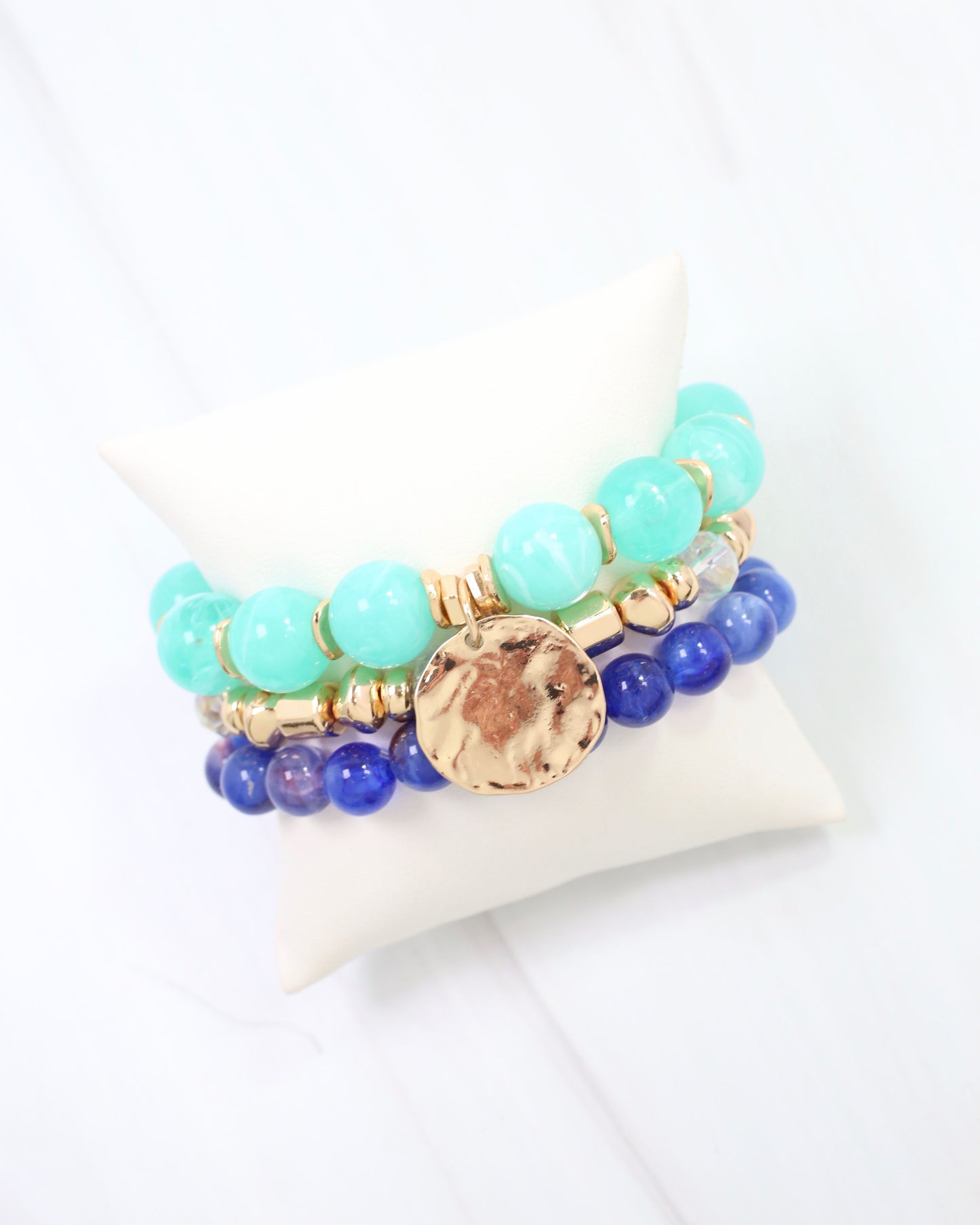 Biloxi Beaded Bracelet Set Aqua