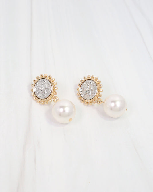 Kiama Coin Pearl Drop Earring Gold
