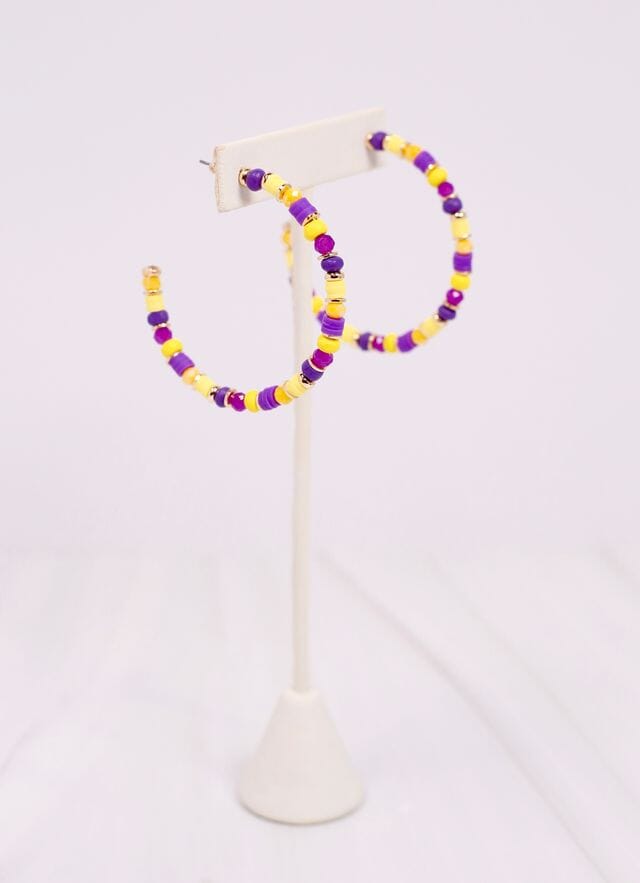 Bartlett Beaded Hoop Earring PURPLE YELLOW - Caroline Hill