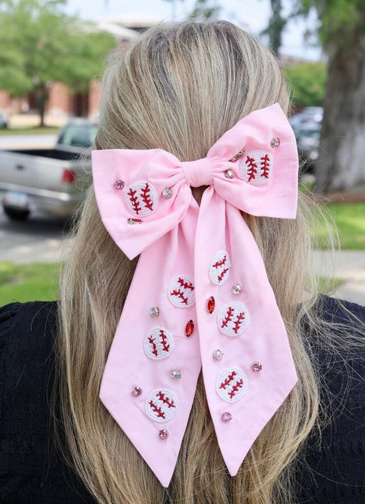 Baseball Babe Bow PINK - Caroline Hill