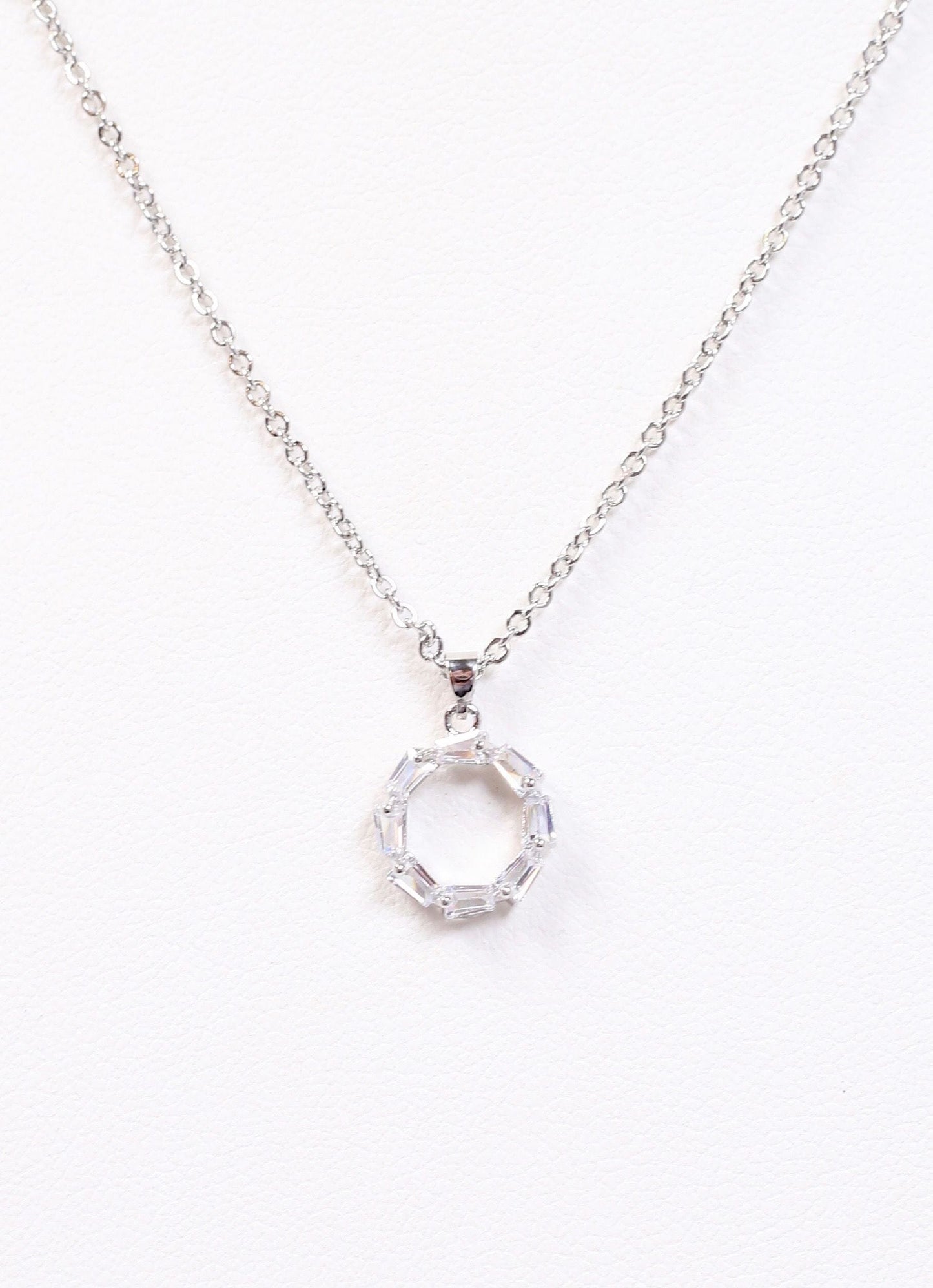 Bastion CZ Circle Necklace Silver - Caroline Hill