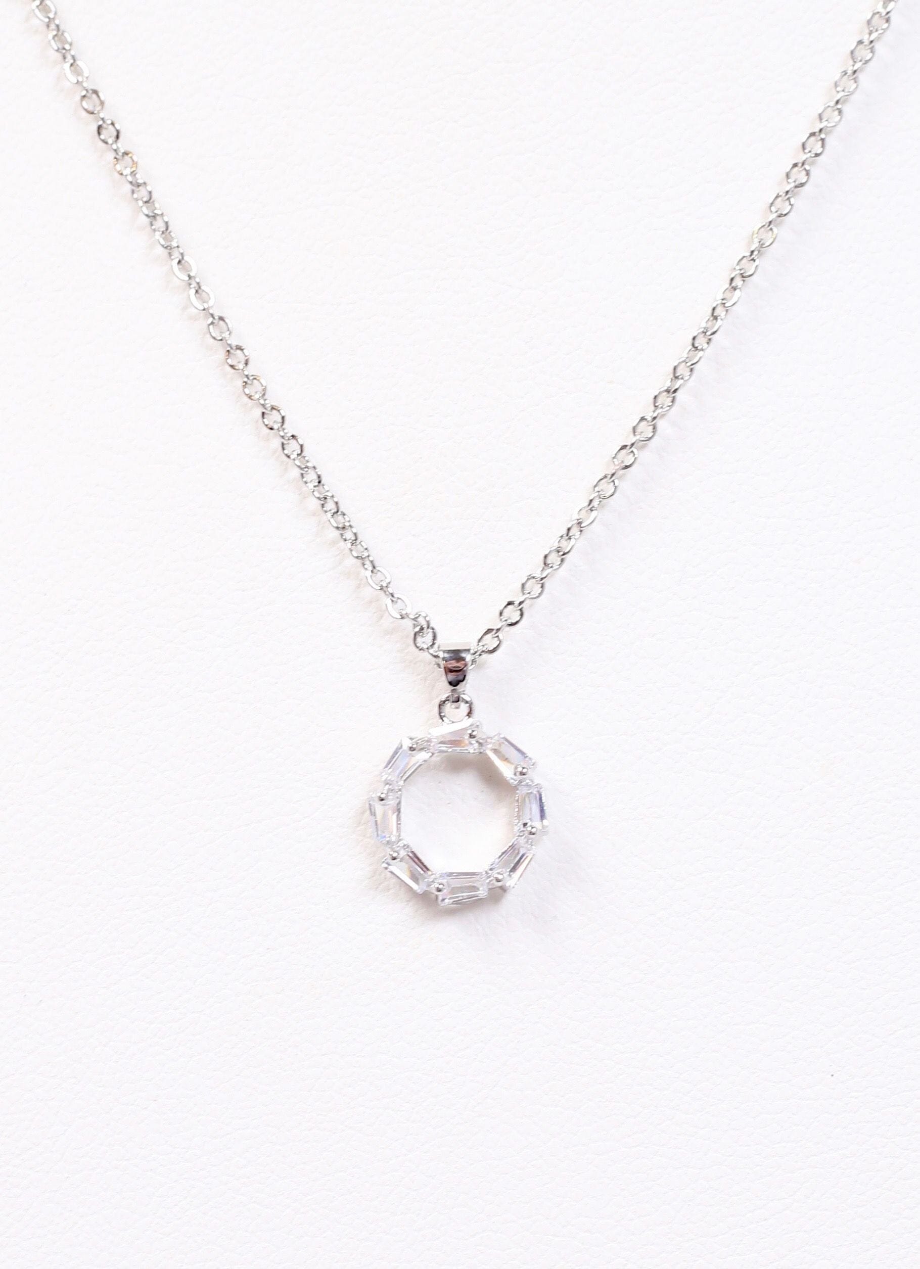 Bastion CZ Circle Necklace Silver - Caroline Hill