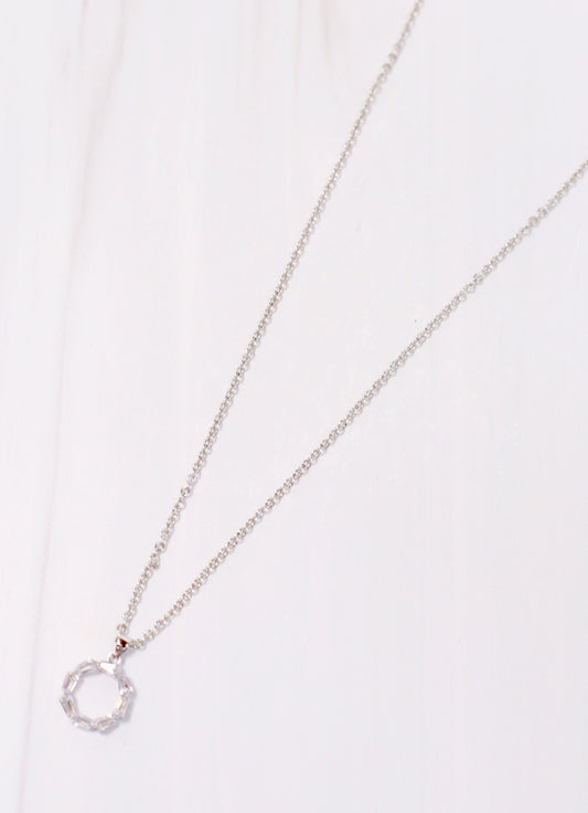 Bastion CZ Circle Necklace Silver - Caroline Hill