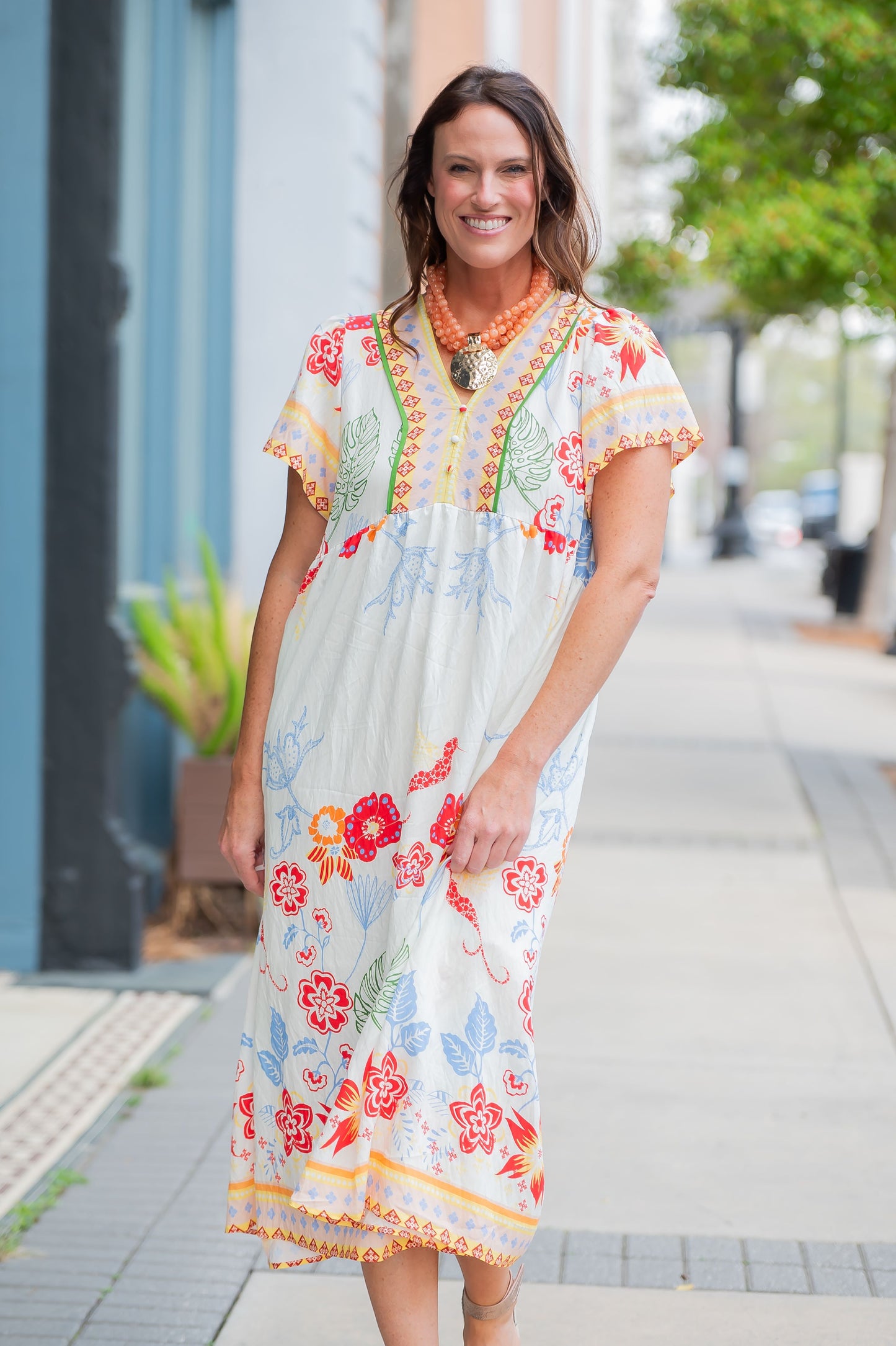 Liv Mix Boho Floral Midi Dress