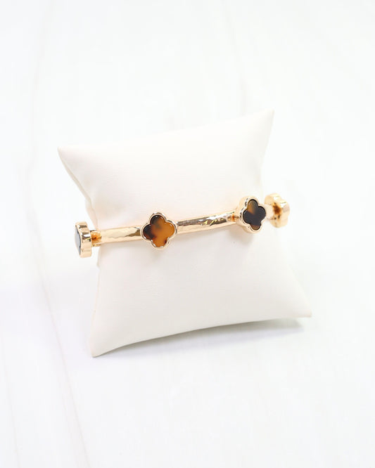 Reuben Clover Stretch Bracelet Tortoise