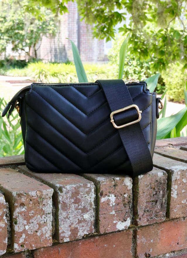 Jace Crossbody Black V Quilted