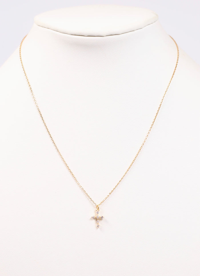 Belief CZ Cross Necklace GOLD - Caroline Hill