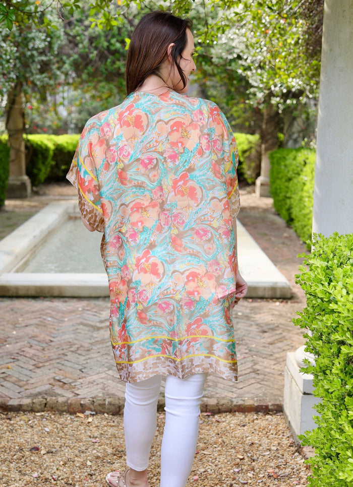 Bellingham Printed Kimono TAN MULTI - Caroline Hill