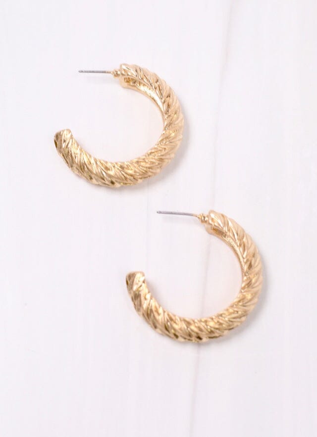 Benoit Textured Hoop Earring GOLD - Caroline Hill