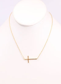 Berthe Side Cross Necklace GOLD - Caroline Hill