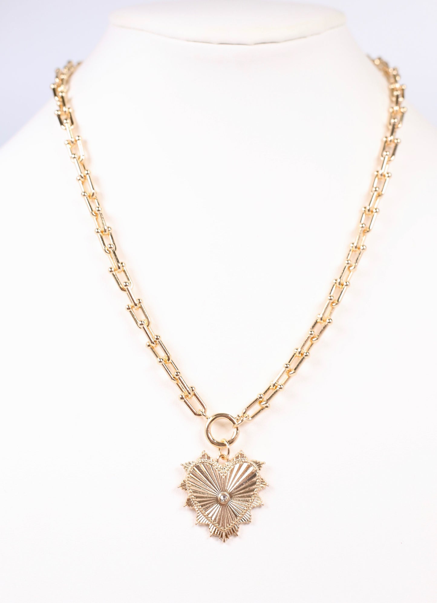 Borders Heart Charm Necklace Gold