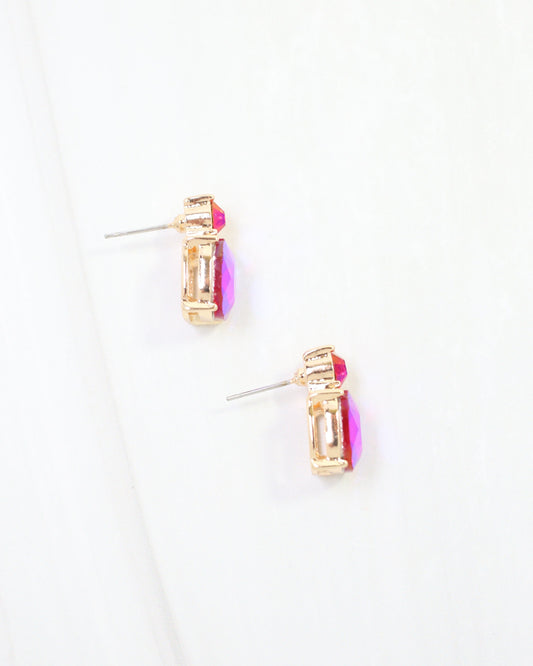 Roxanne Rhinestone Post Earring Pink AB