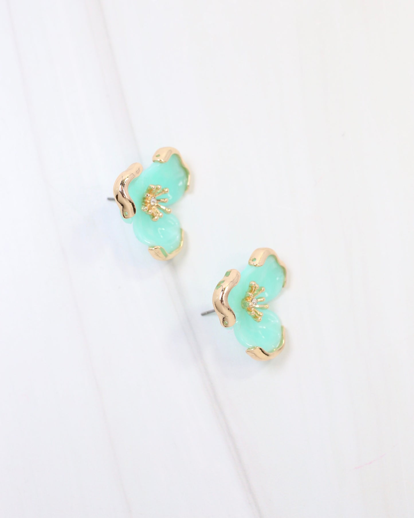 Eveleth Flower Post Earring Aqua