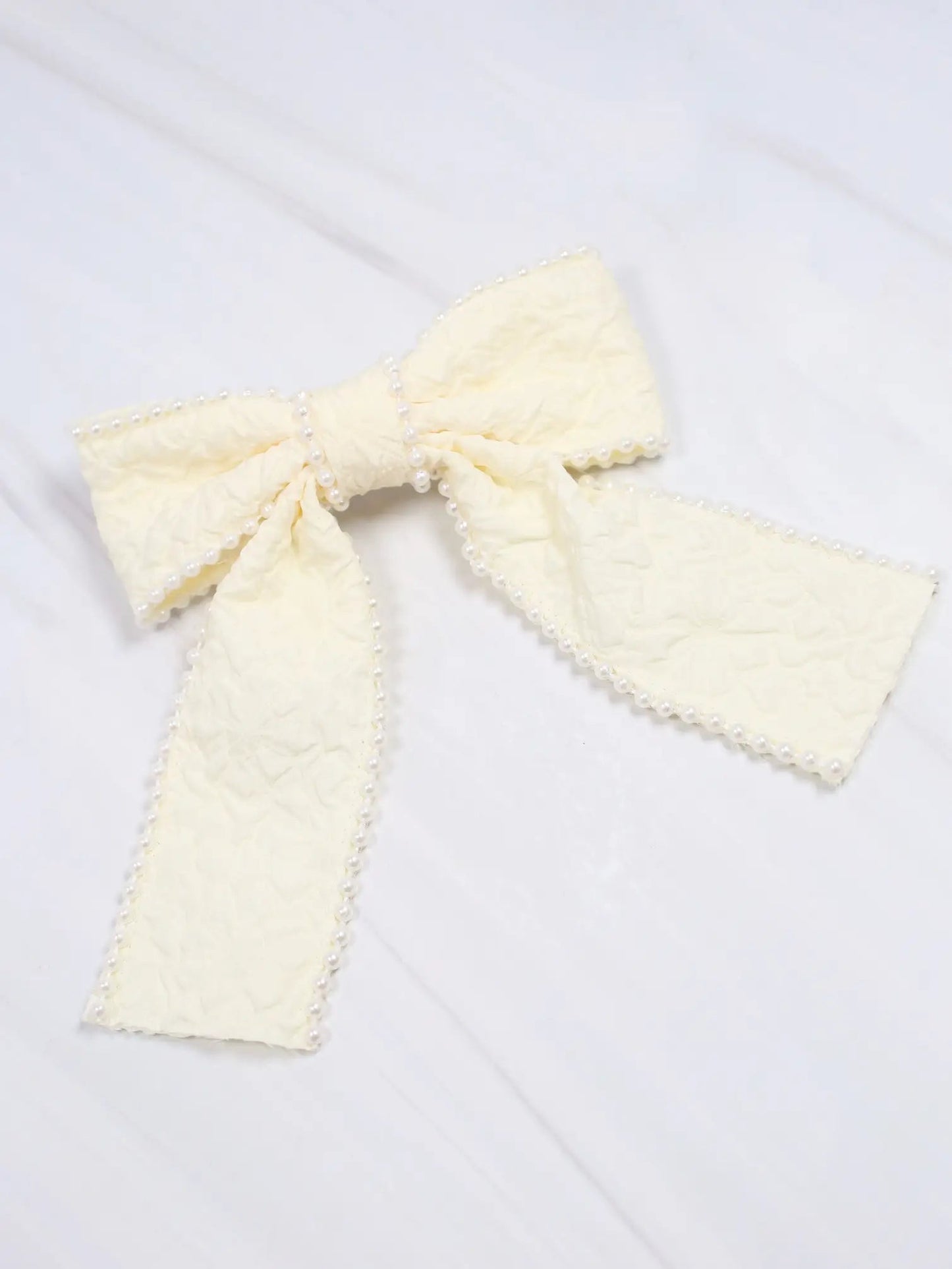 Blakely Pearl Lined Bow CREAM - Caroline Hill