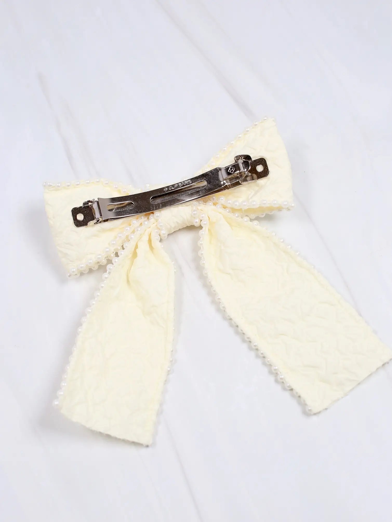 Blakely Pearl Lined Bow CREAM - Caroline Hill