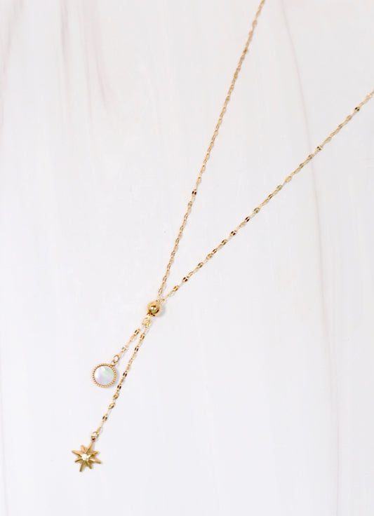 Borden Drop Charm Necklace GOLD - Caroline Hill