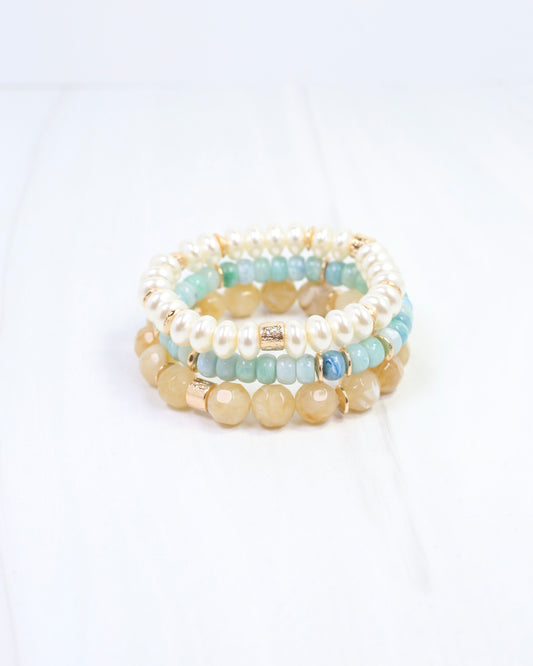 Diane Beaded Bracelet Set Natural