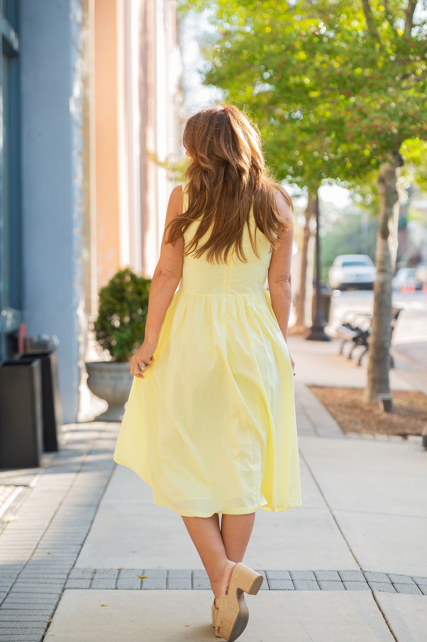 Starhaven Sleeveless Midi Dress-Yellow