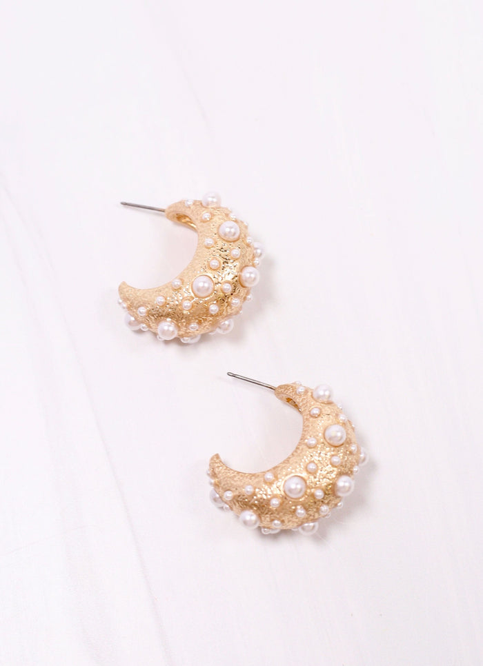 Bree Hoop Earring with Pearls GOLD - Caroline Hill