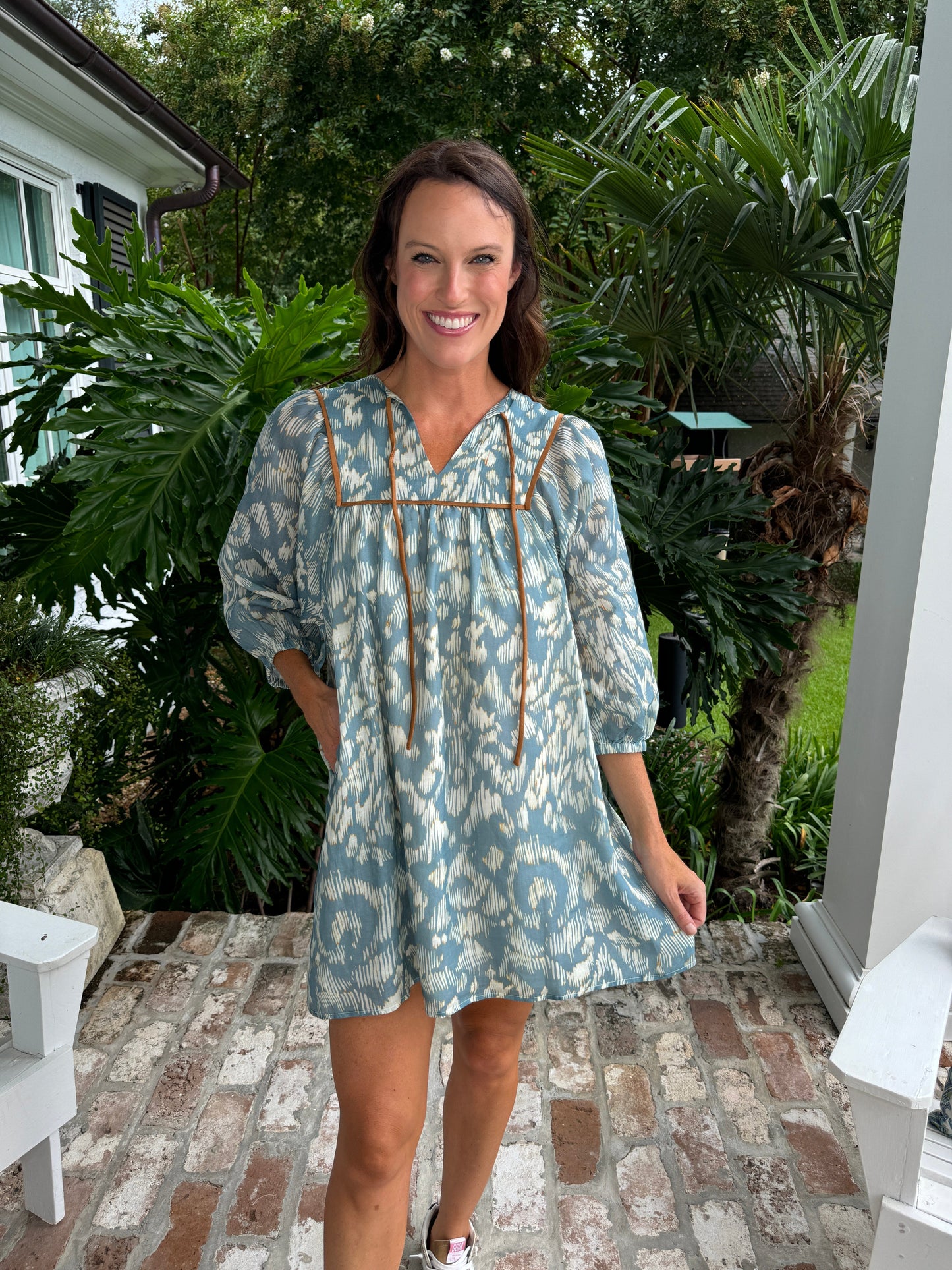 Breeze in the Wind Blue Printed Dress - Caroline Hill