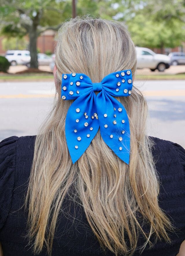 Brett CZ Hair Bow BLUE - Caroline Hill