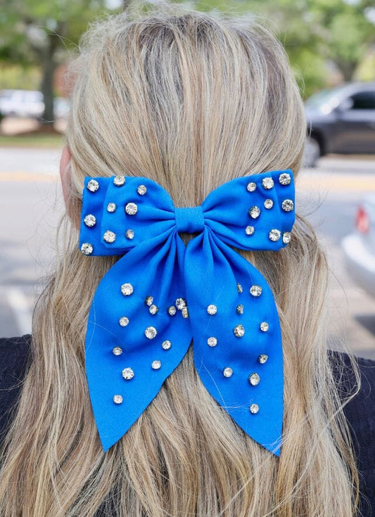 Brett CZ Hair Bow BLUE - Caroline Hill