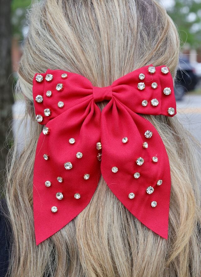 Brett CZ Hair Bow RED - Caroline Hill