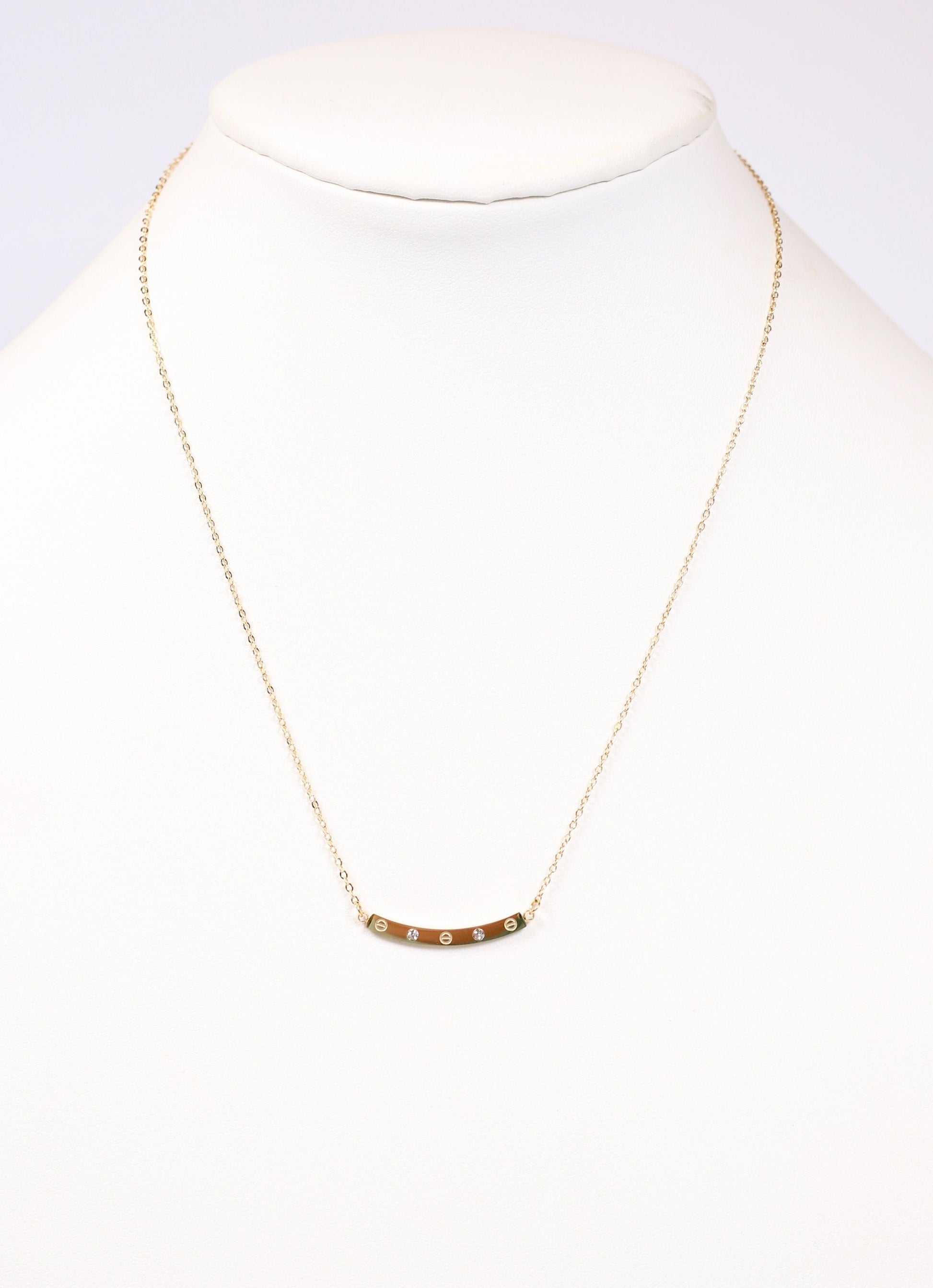 Brock CZ Bar Necklace GOLD - Caroline Hill