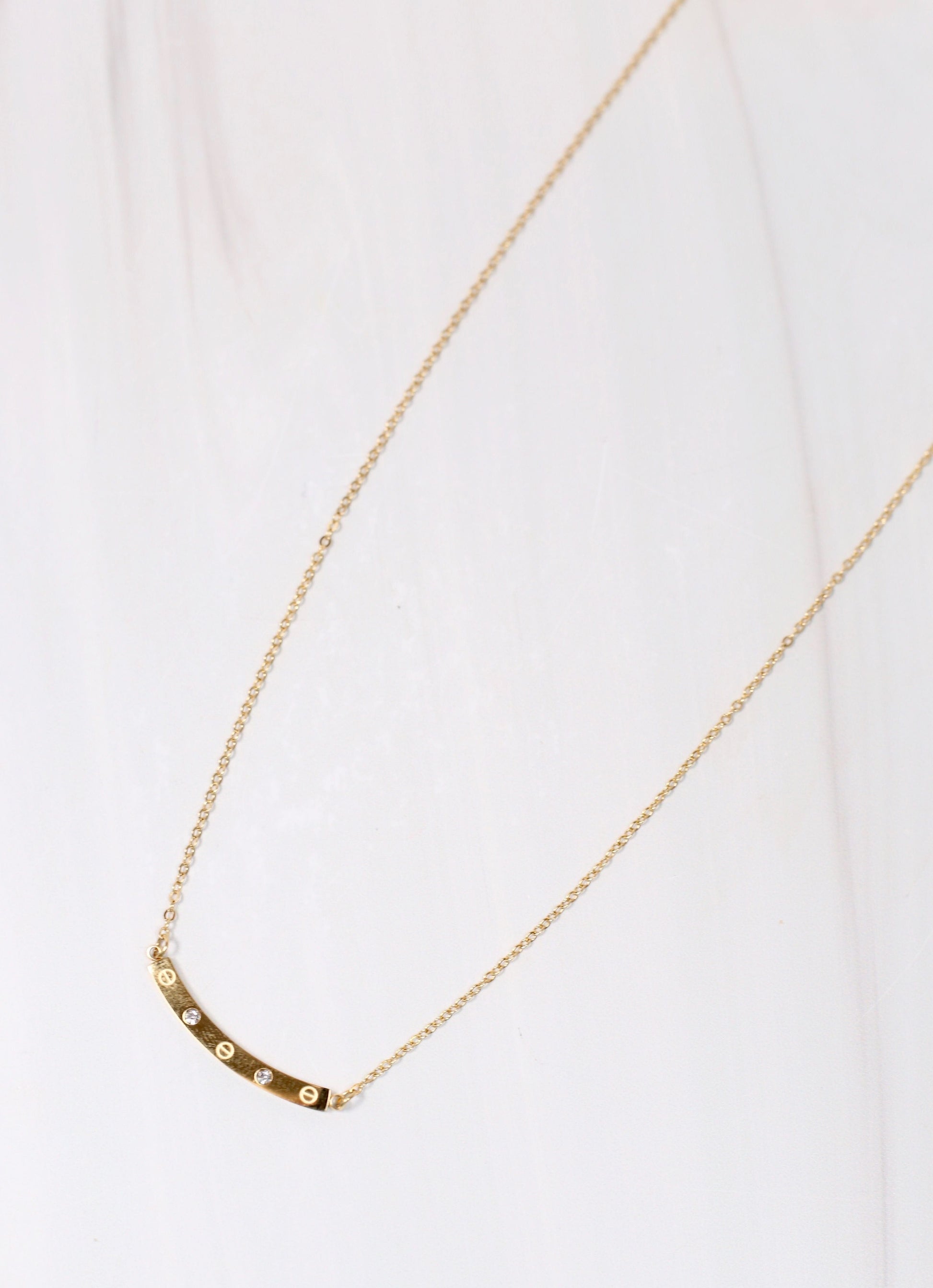 Brock CZ Bar Necklace GOLD - Caroline Hill