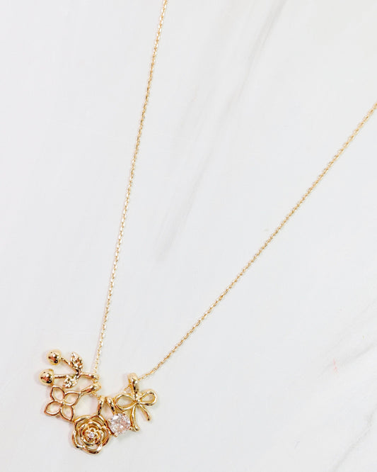 Cherry on Top Charm Necklace Set Gold