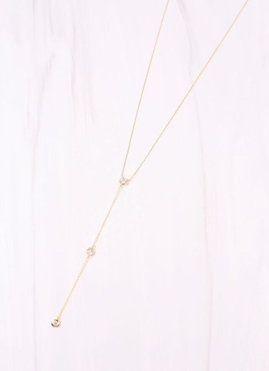 Burstyn CZ Y Necklace GOLD - Caroline Hill