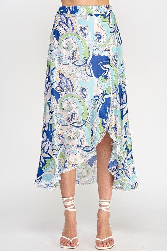 By My Side Blue Multi Asymmetrical Skirt - Caroline Hill