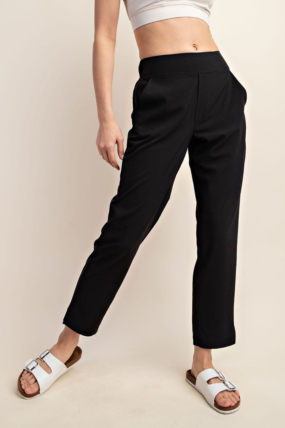 By the Office Black Woven Pants - Caroline Hill