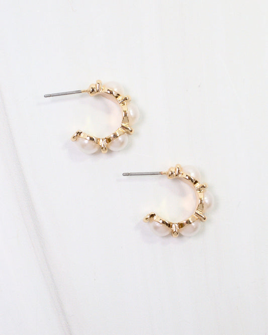 Brooking Pearl Mini Hoop Earring Cream