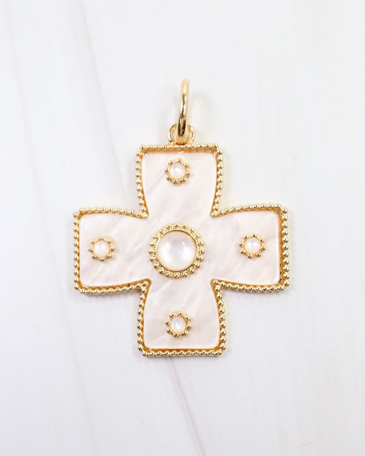 Cayce Large Cross Charm Mother Of Pearl