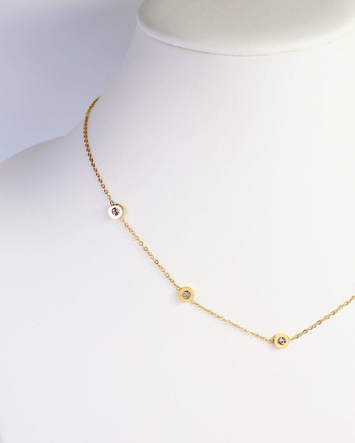 Remmy Roman Numeral  CZ Necklace Gold