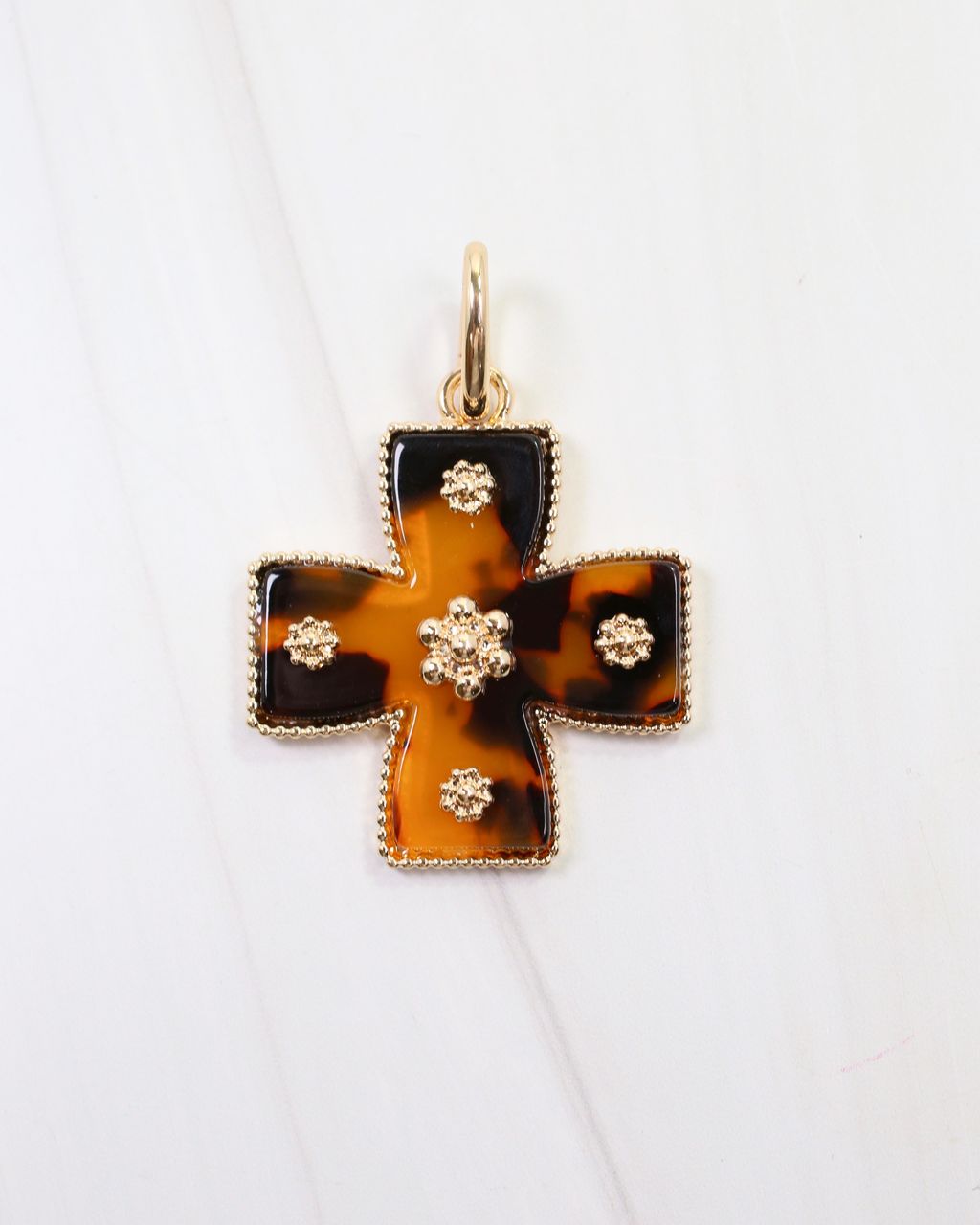 Carol Small Cross Charm Tortoise