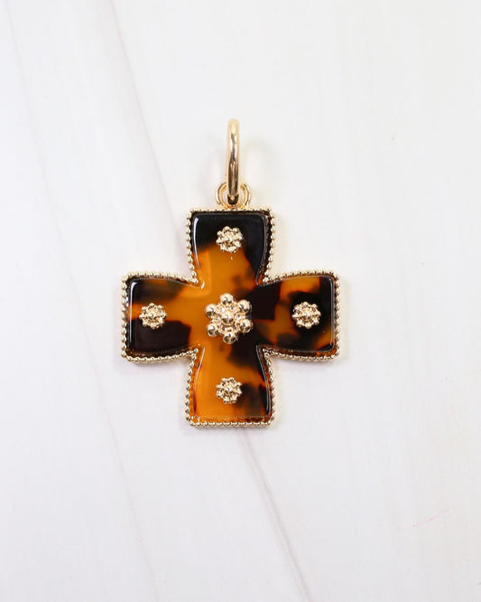 Carol Small Cross Charm Tortoise
