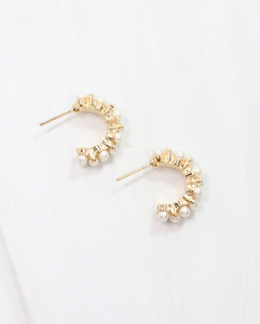 Anne Caroline Pearl Hoop Gold