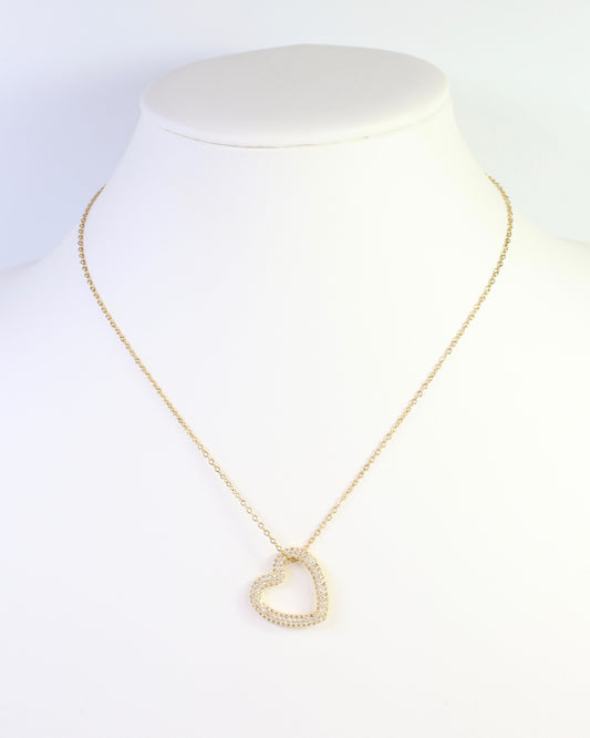 Roselle Heart Pendant Necklace WR Gold